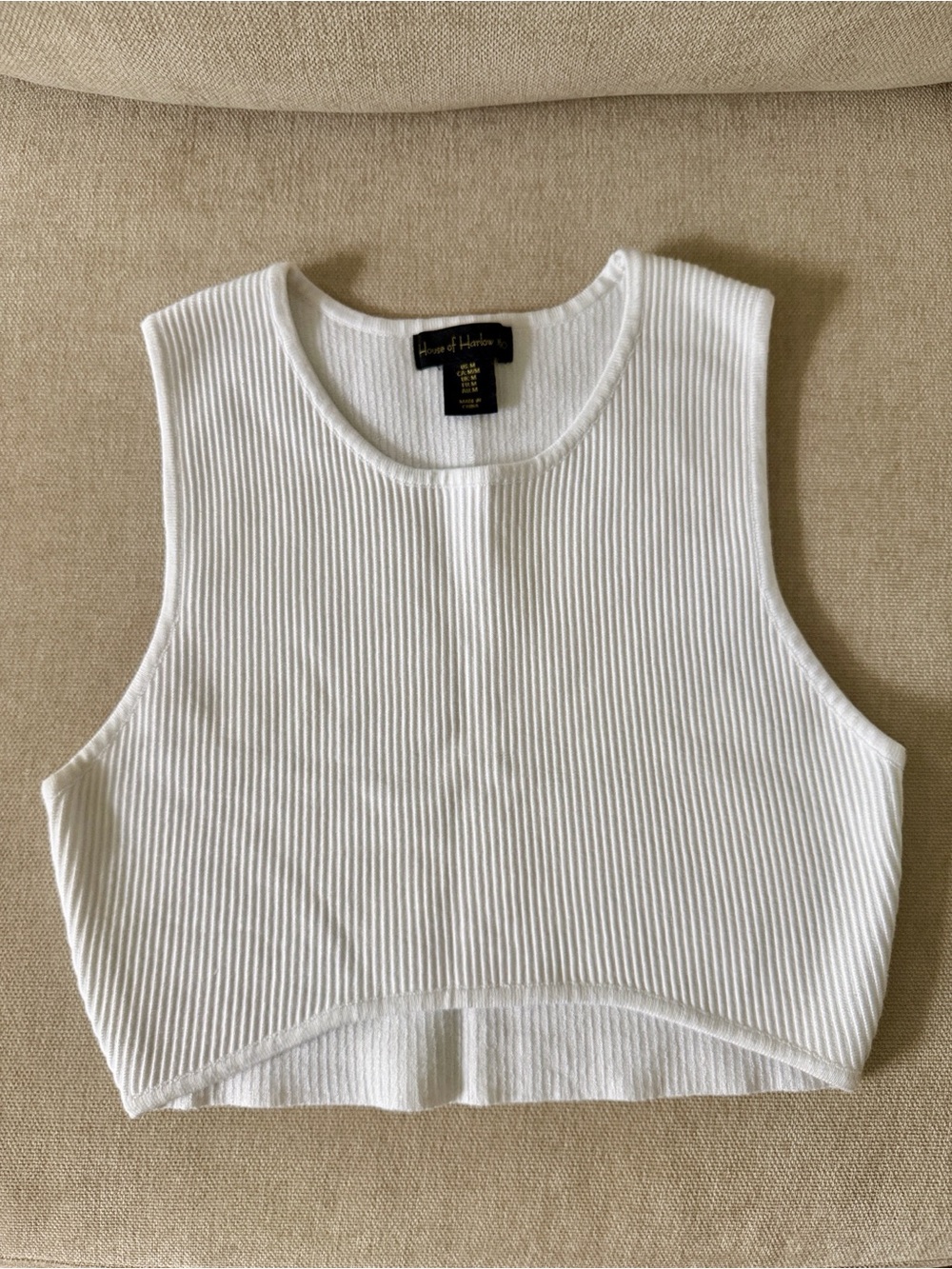 House of Harlow 1960 White Ribbed Crop Tank